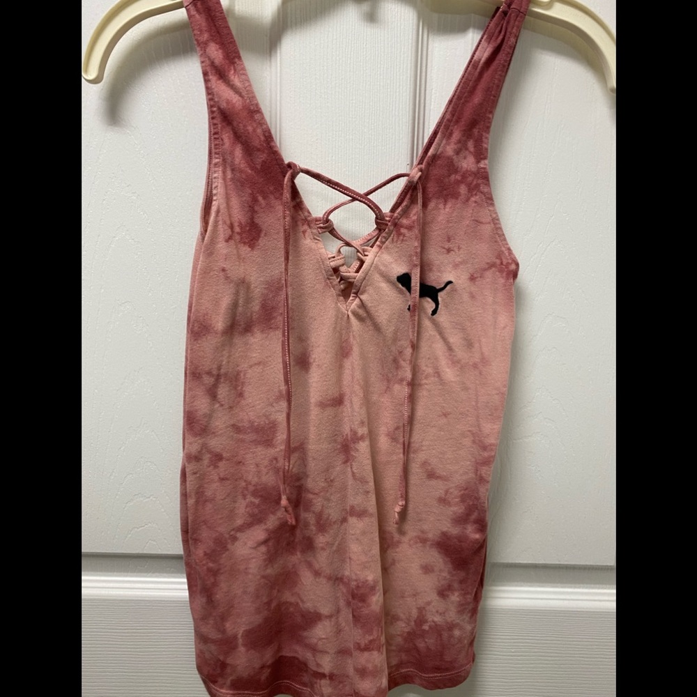 Set of 2 -Pink tie dye -Lace up tanks